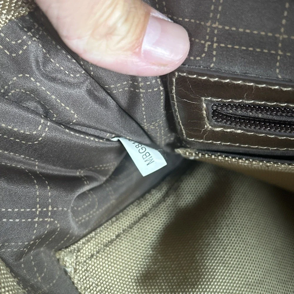 Fossil Messenger Bag‎ Men's Green Brown Nylon Leather Case Carry Distressed